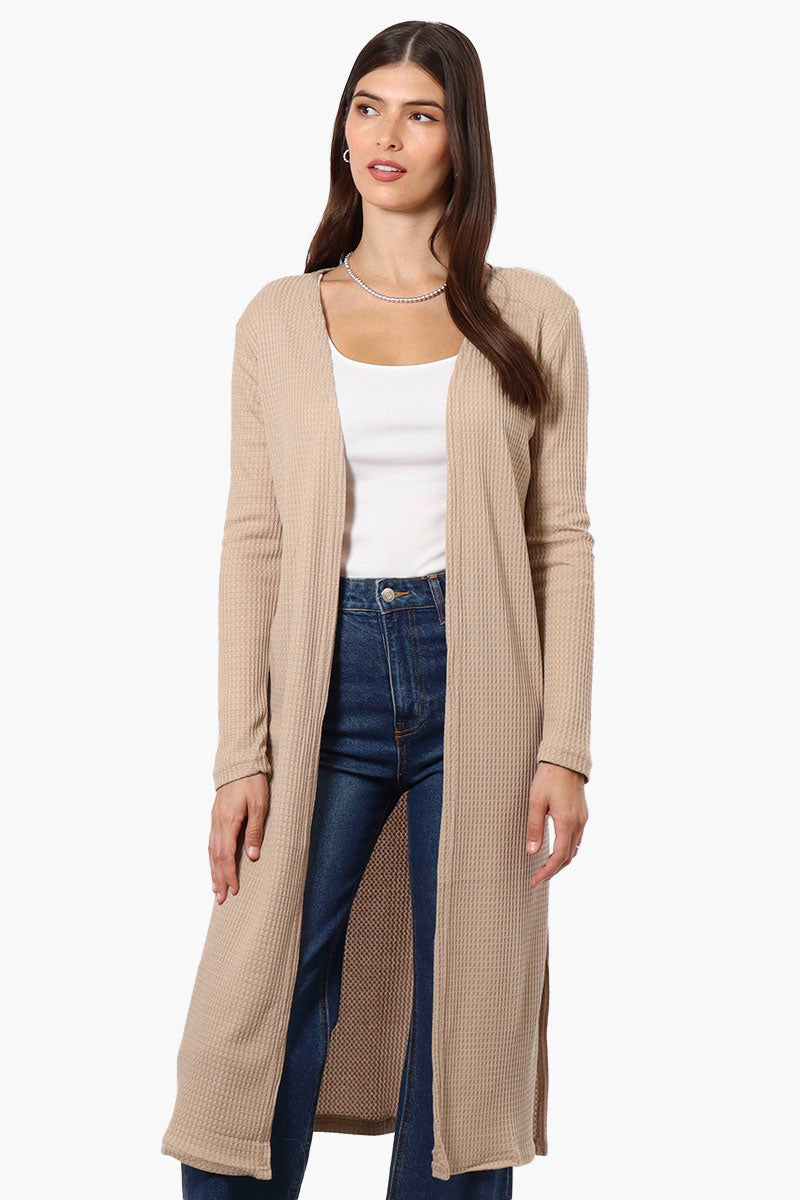 International INC Company Long Sleeve Side Slit Wrap Cardigan - Beige - Womens Cardigans - Fairweather