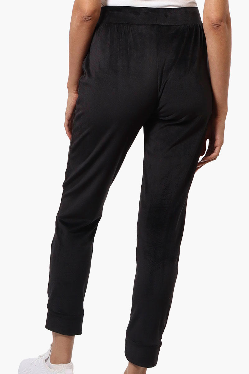 Mikk Tie Waist Velour Plush Pajama Pants - Black - Womens Pajamas - Fairweather