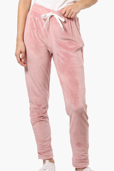 Mikk Tie Waist Velour Plush Pajama Pants - Pink - Womens Pajamas - Fairweather