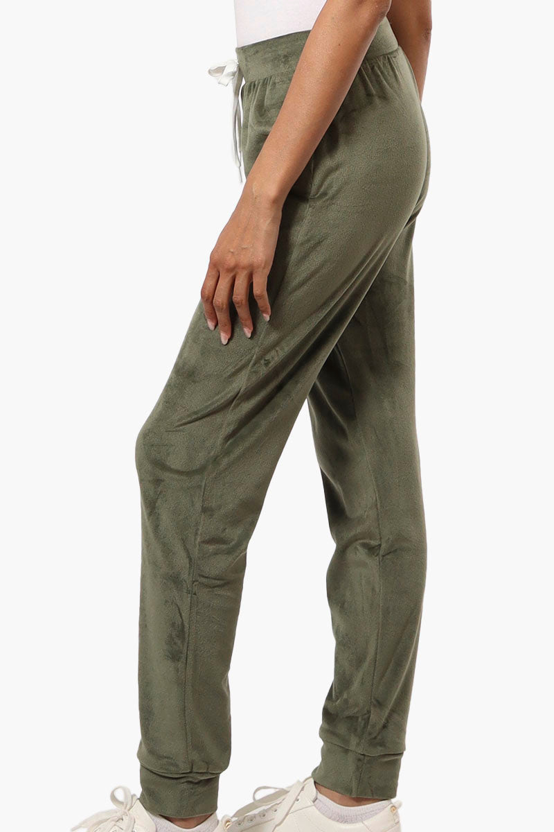 Mikk Tie Waist Velour Plush Pajama Pants - Olive - Womens Pajamas - Fairweather