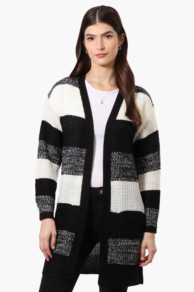 Majora Striped Open Wrap Cardigan - Black - Womens Cardigans - Fairweather