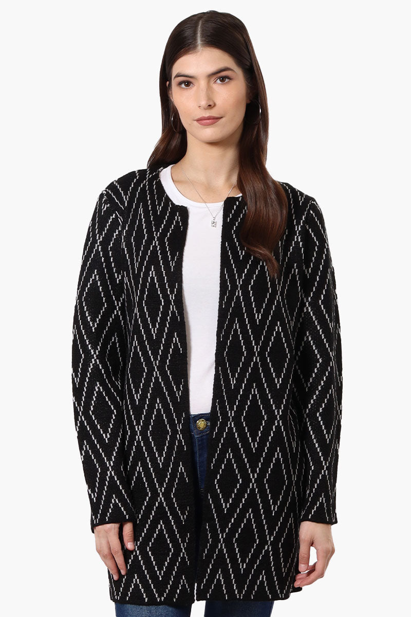 Beechers Brook Open Diamond Pattern Cardigan - Black - Womens Cardigans - Fairweather