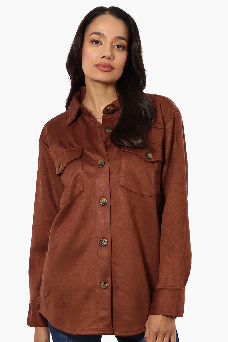 Beechers Brook Button Down Flap Pocket Lightweight Jacket - Brown - Womens Lightweight Jackets - Fairweather