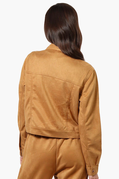 Beechers Brook Button Up Suede Trucker Lightweight Jacket - Caramel - Womens Lightweight Jackets - Fairweather