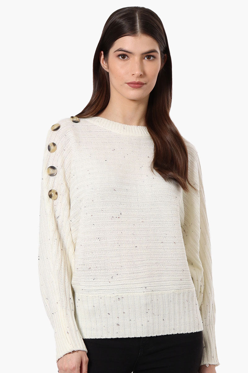 International INC Company Button Shoulder Pullover Sweater - Cream - Womens Pullover Sweaters - Fairweather