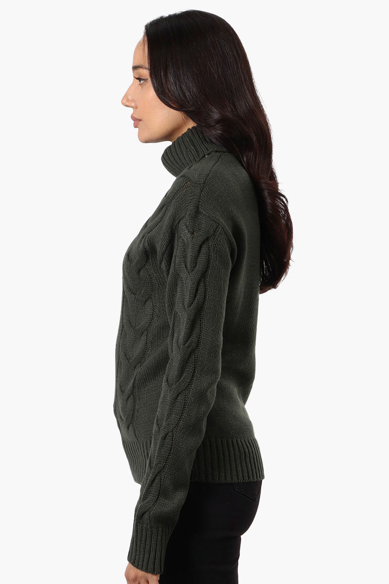 Beechers Brook Knit Turtleneck Pullover Sweater - Olive - Womens Pullover Sweaters - Fairweather