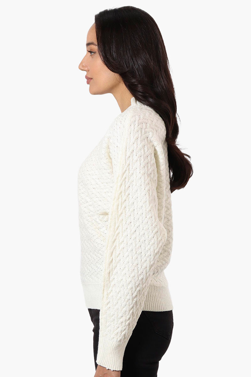 Beechers Brook Cable Knit Mock Neck Pullover Sweater - Cream - Womens Pullover Sweaters - Fairweather