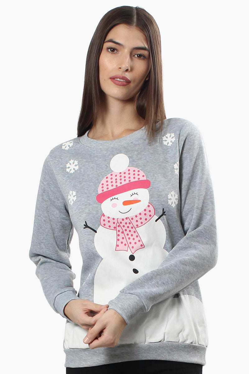 Ugly Christmas Sweater Snowman Print Christmas Sweater - Grey - Womens Christmas Sweaters - Fairweather