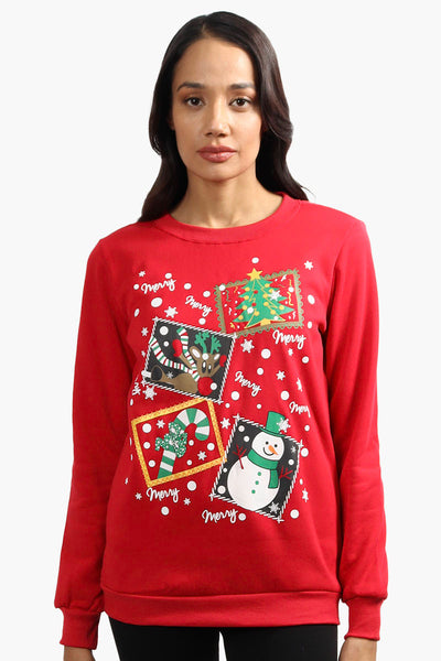 Ugly Christmas Sweater Festive Print Christmas Sweater - Red - Womens Christmas Sweaters - Fairweather