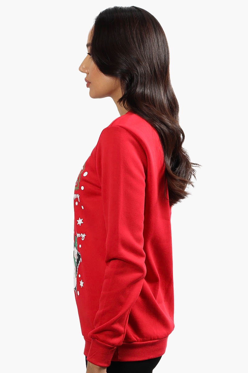 Ugly Christmas Sweater Festive Print Christmas Sweater - Red - Womens Christmas Sweaters - Fairweather