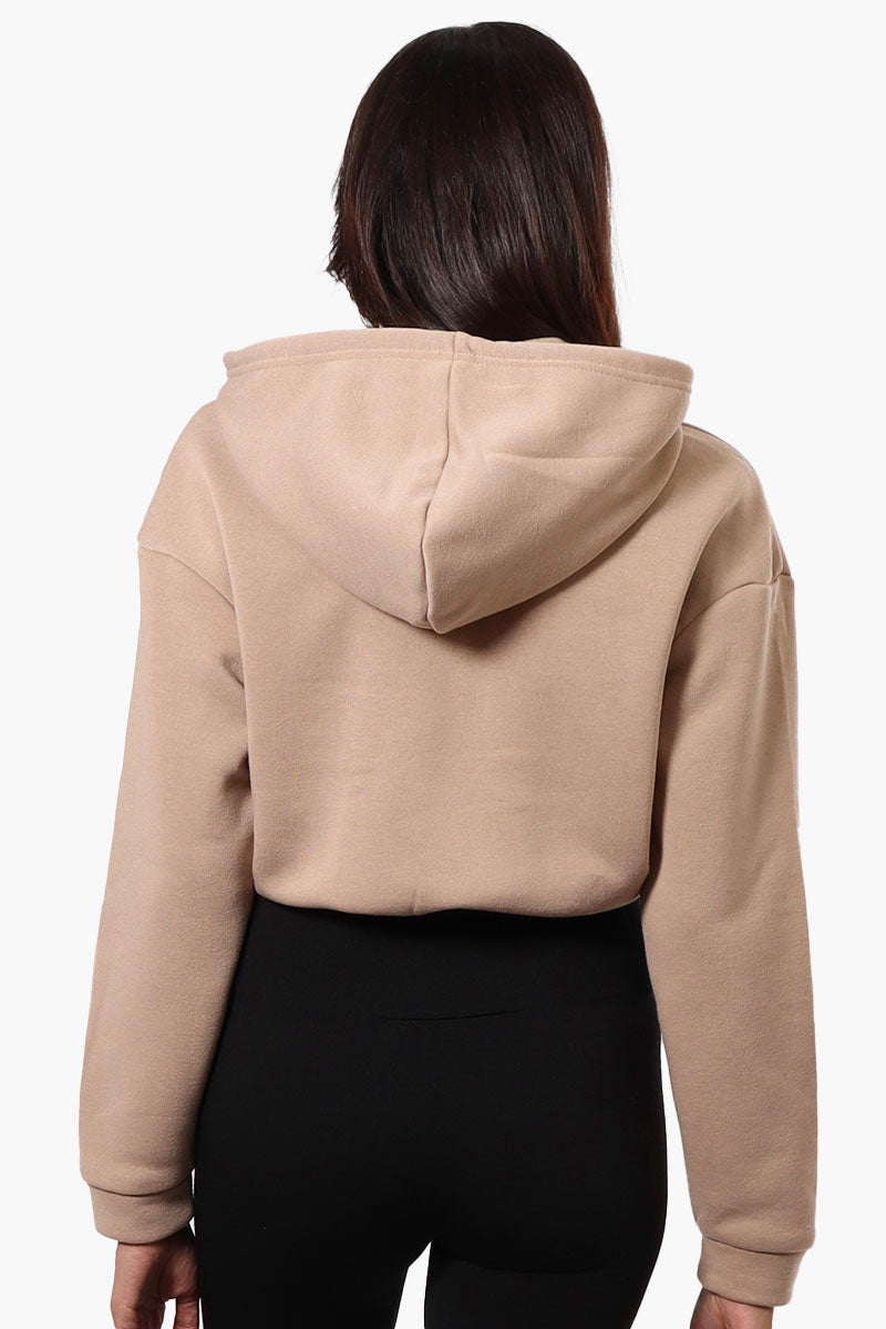 Fahrenheit Cropped Front Flap Pocket Hoodie - Beige - Womens Hoodies & Sweatshirts - Fairweather