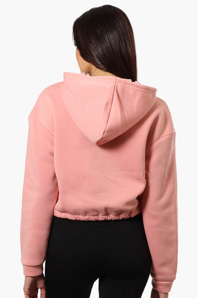 Fahrenheit Cropped Front Flap Pocket Hoodie - Pink - Womens Hoodies & Sweatshirts - Fairweather