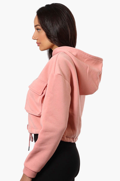 Fahrenheit Cropped Front Flap Pocket Hoodie - Pink - Womens Hoodies & Sweatshirts - Fairweather