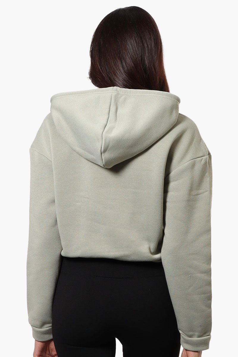 Fahrenheit Cropped Front Flap Pocket Hoodie - Olive - Womens Hoodies & Sweatshirts - Fairweather