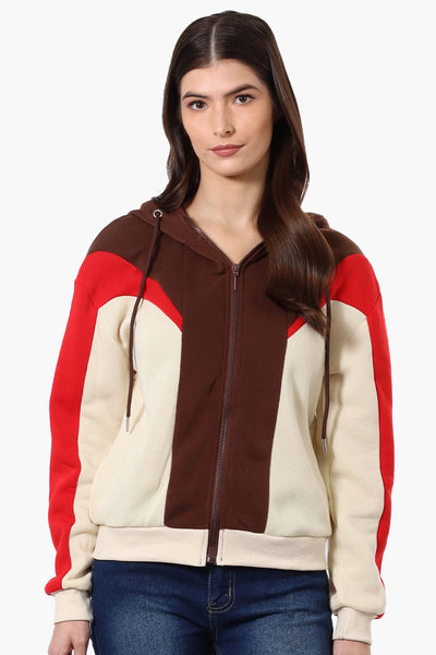 New Look Fleece Colour Block Hoodie - Brown - Womens Hoodies & Sweatshirts - Fairweather