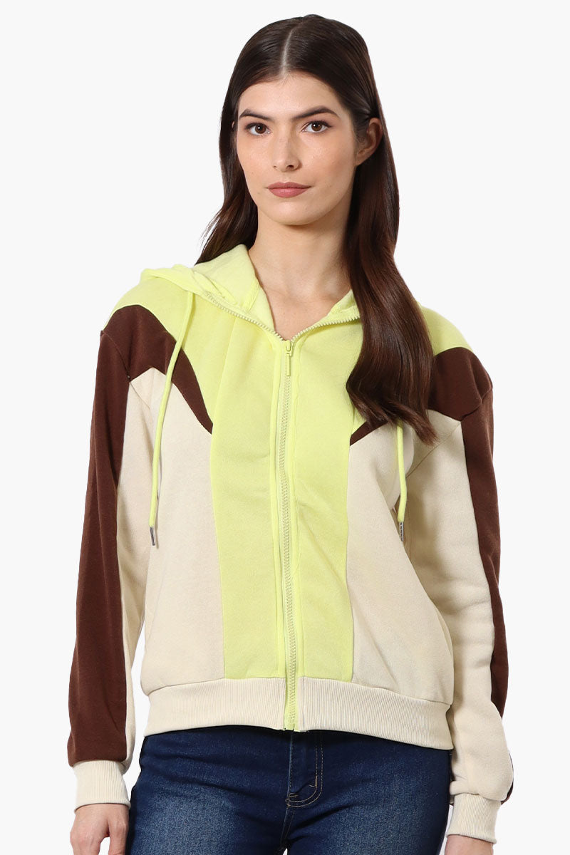 New Look Fleece Colour Block Hoodie - Yellow - Womens Hoodies & Sweatshirts - Fairweather