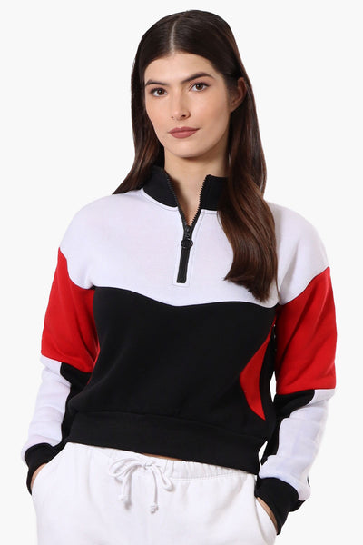 New Look Colour Block 1/4 Zip Sweatshirt - Black - Womens Hoodies & Sweatshirts - Fairweather