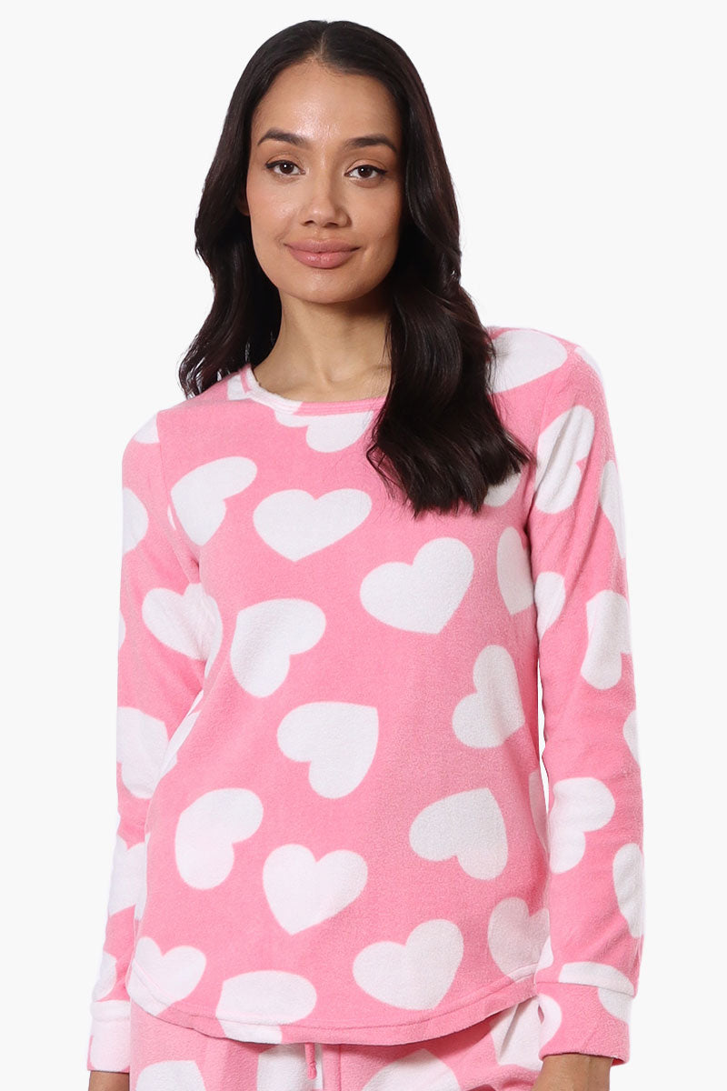 Canada Weather Gear Heart Pattern Pajama Top - Pink - Womens Pajamas - Fairweather