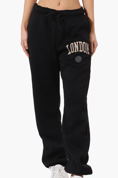 Fahrenheit London Print Fleece Joggers - Black - Womens Joggers & Sweatpants - Fairweather