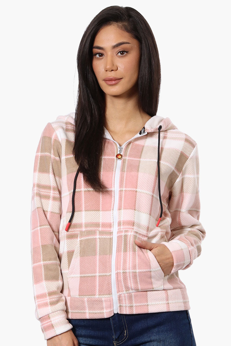 Canada Weather Gear Plaid Fleece Hoodie - Pink - Womens Hoodies & Sweatshirts - Fairweather