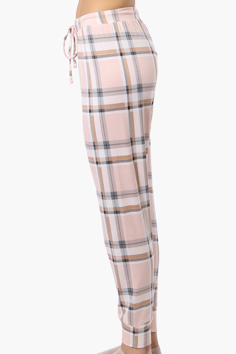 Canada Weather Gear Plaid Tie Waist Pajama Bottoms - Blush - Womens Pajamas - Fairweather