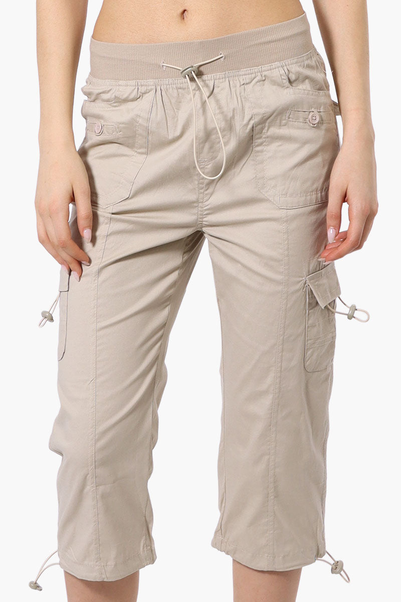 Canada Weather Gear Bungee Waist Cargo Capris - Beige - Womens Shorts & Capris - Fairweather