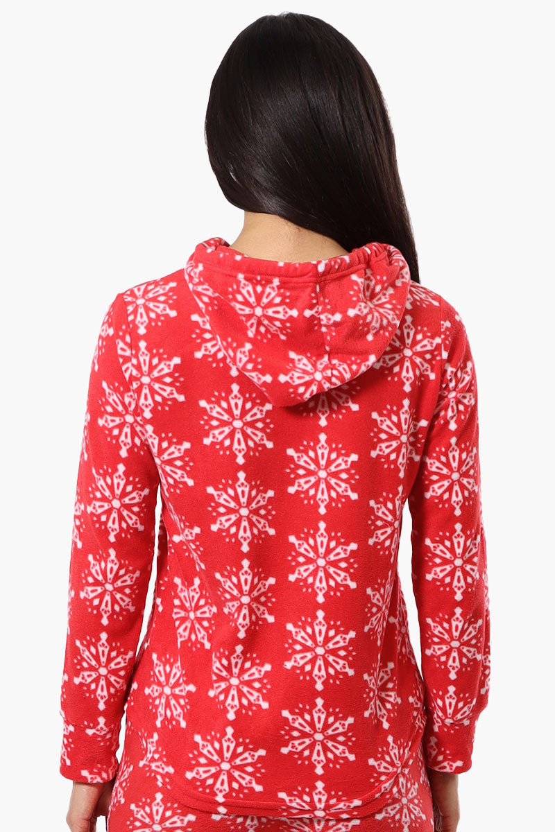 Canada Weather Gear Snowflake Pattern Hooded Pajama Top - Red - Womens Pajamas - Fairweather