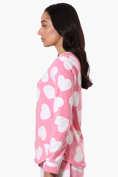 Canada Weather Gear Heart Pattern Pajama Top - Pink - Womens Pajamas - Fairweather