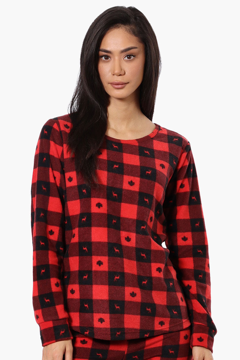 Canada Weather Gear Plaid Crewneck Pajama Top - Red - Womens Pajamas - Fairweather