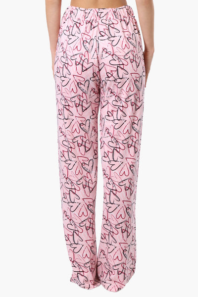 Canada Weather Gear Heart Pattern Wide Leg Pajama Pants - Pink - Womens Pajamas - Fairweather