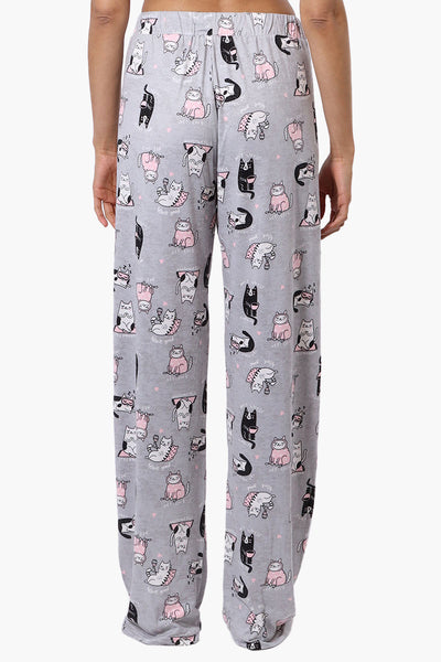 Canada Weather Gear Cat Pattern Wide Leg Pajama Pants - Grey - Womens Pajamas - Fairweather