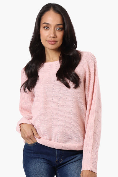 International INC Company Cable Knit Boat Neck Pullover Sweater - Pink - Womens Pullover Sweaters - Fairweather