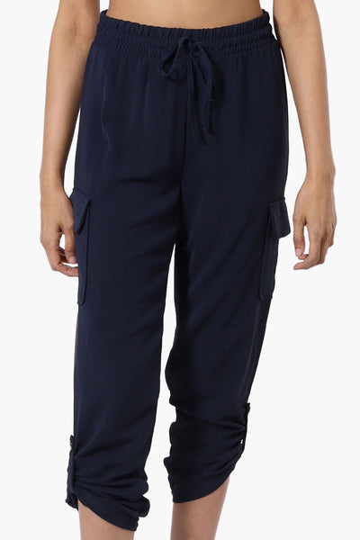 Urbanology Tie Waist Cargo Pocket Pants - Navy - Womens Pants - Fairweather