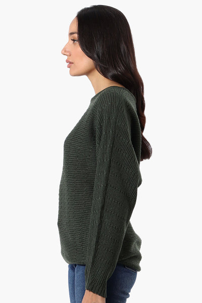 International INC Company Cable Knit Boat Neck Pullover Sweater - Olive - Womens Pullover Sweaters - Fairweather