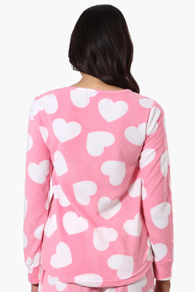 Canada Weather Gear Heart Pattern Pajama Top - Pink - Womens Pajamas - Fairweather