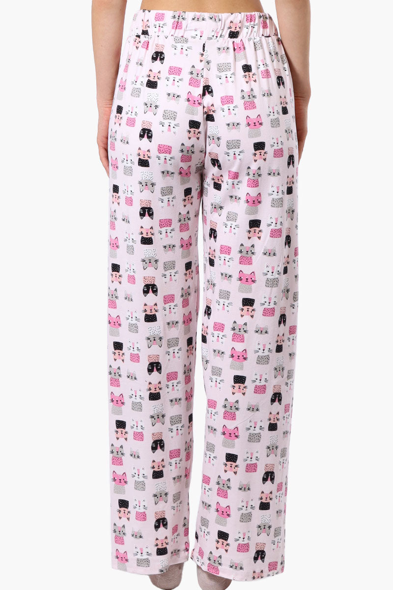 Canada Weather Gear Cat Pattern Wide Leg Pajama Pants - Pink - Womens Pajamas - Fairweather