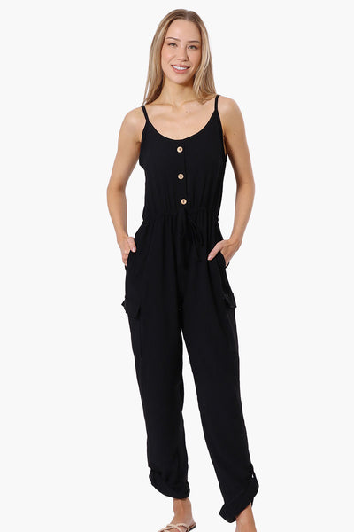 Urbanology Tie Waist Sleeveless Cargo Jumpsuit - Black - Womens Jumpsuits & Rompers - Fairweather