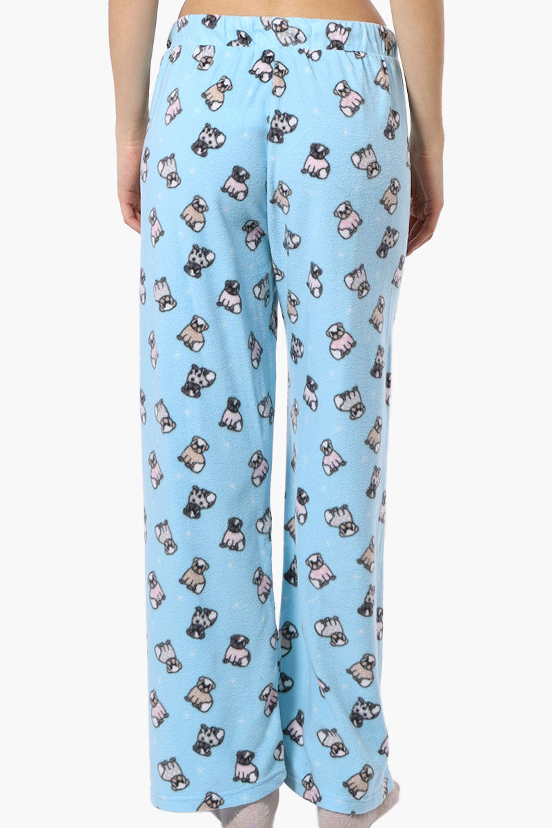 Canada Weather Gear Pug Pattern Wide Leg Pajama Bottoms - Blue - Womens Pajamas - Fairweather