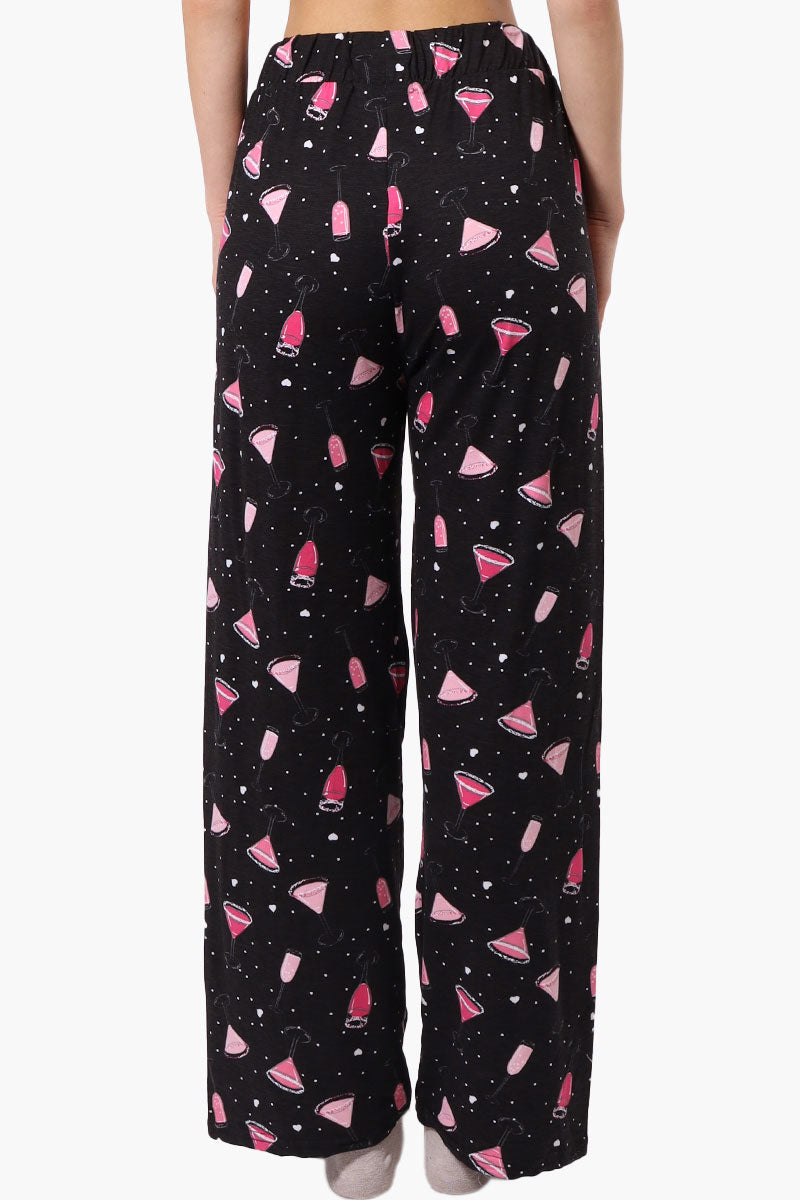 Canada Weather Gear Martini Pattern Wide Leg Pajama Pants - Black - Womens Pajamas - Fairweather