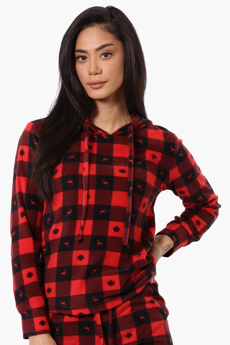 Canada Weather Gear Plaid Hooded Pajama Top - Red - Womens Pajamas - Fairweather