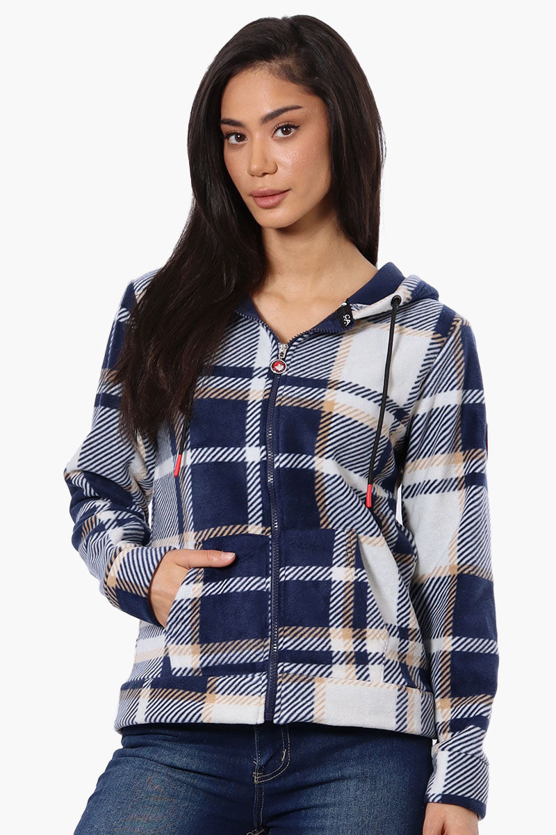 Canada Weather Gear Plaid Fleece Hoodie - Navy - Womens Hoodies & Sweatshirts - Fairweather