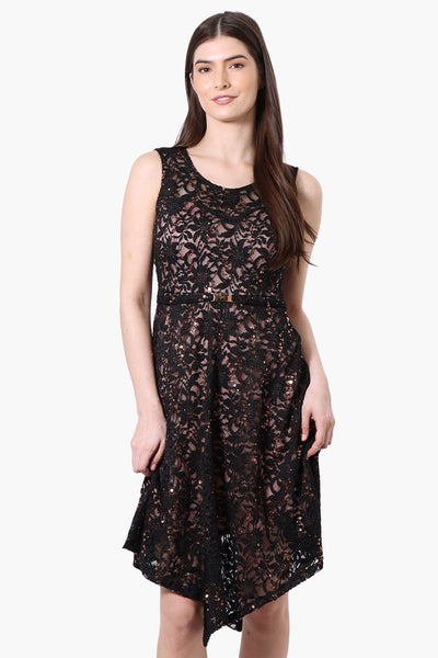 Limite Floral Lace Sequin Day Dress - Black - Womens Day Dresses - Fairweather