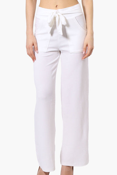 Majora Solid Large Pocket Belted Pants - White - Womens Pants - Fairweather