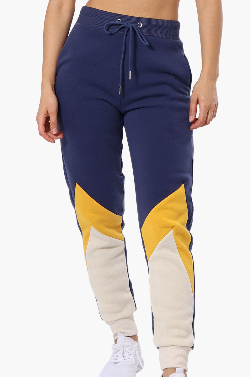 New Look Fleece Colour Block Joggers - Navy - Womens Joggers & Sweatpants - Fairweather