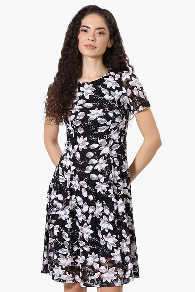 Limite Floral A-Line Mesh Day Dress - Black - Womens Day Dresses - Fairweather