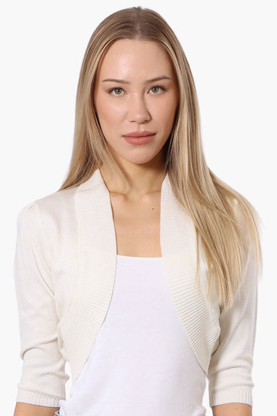 Impress 3/4 Sleeve Open Shrug Cardigan - White - Womens Cardigans - Fairweather