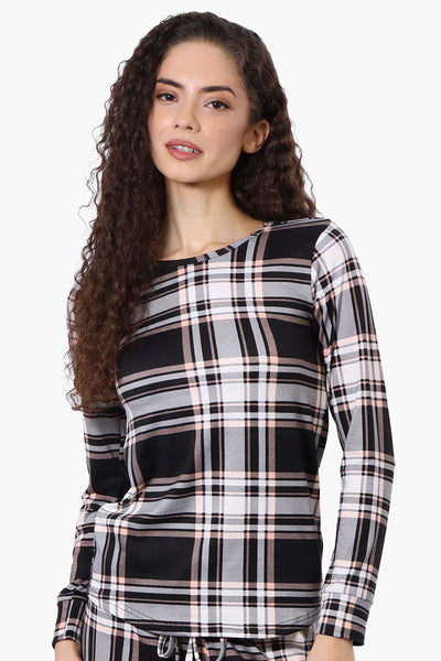 Canada Weather Gear Plaid Crewneck Pajama Top - Black - Womens Pajamas - Fairweather