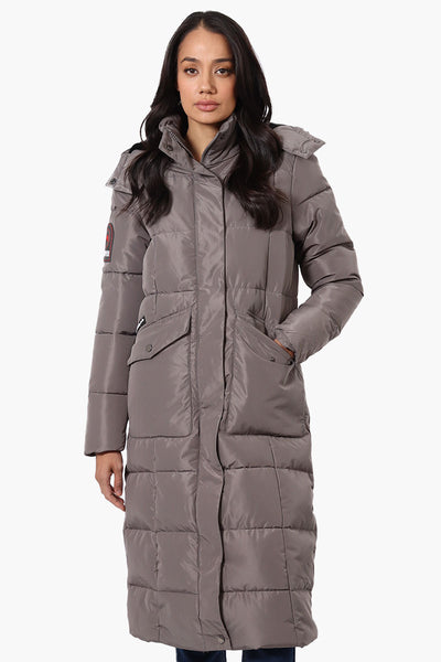 Super Triple Goose Maxi Puffer Parka Jacket - Grey - Womens Parka Jackets - Fairweather