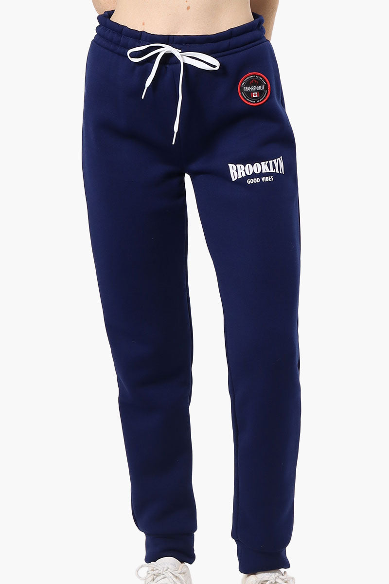 Fahrenheit Tie Waist Brooklyn Print Joggers - Navy - Womens Joggers & Sweatpants - Fairweather