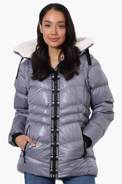 Canada Weather Gear Grid Pattern Zip Off Sleeve Bomber Jacket - Grey - Womens Bomber Jackets - Fairweather